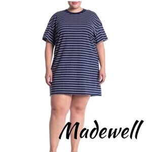 Madewell Tina Stripe Crew Neck T-Shirt Dress. S